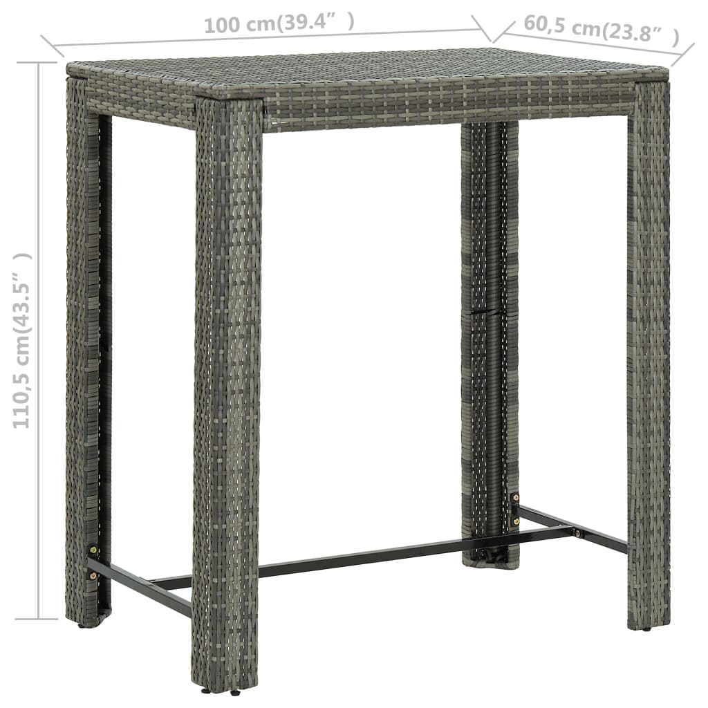 vidaXL Ensemble de bar de jardin 5 pcs et coussins Résine tressée Gris