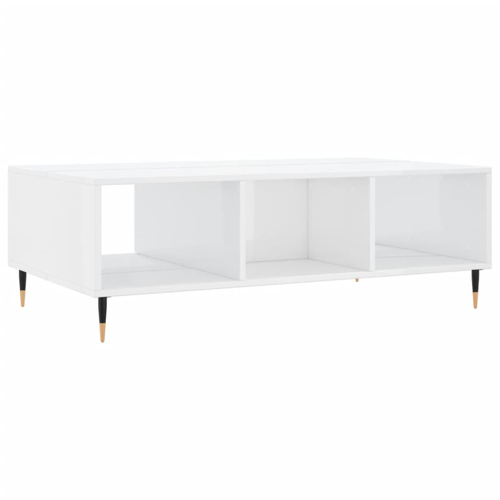 vidaXL Table basse blanc brillant 104x60x35 cm bois d'ingénierie