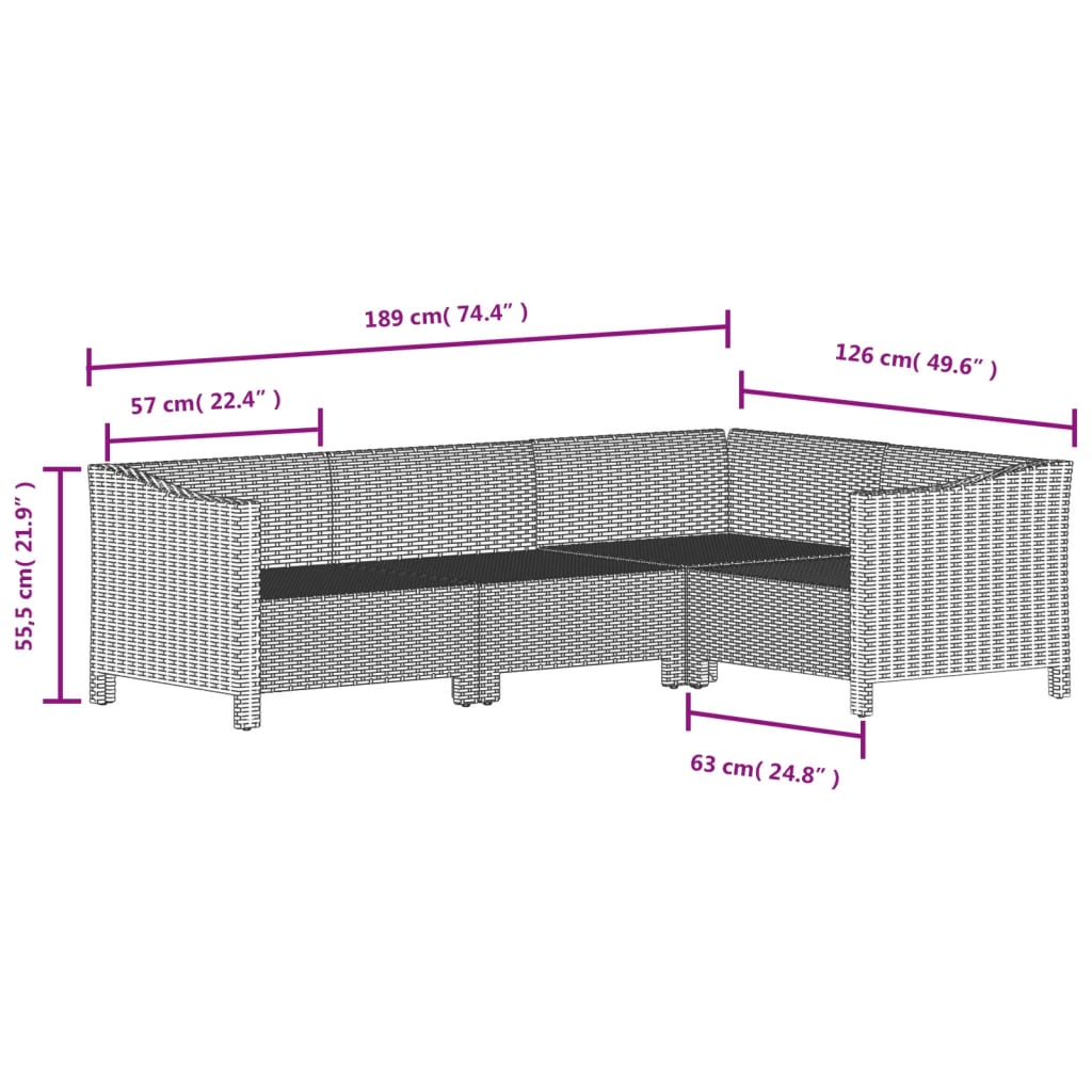 vidaXL Salon de jardin 8 pcs avec coussins Gris Résine tressée