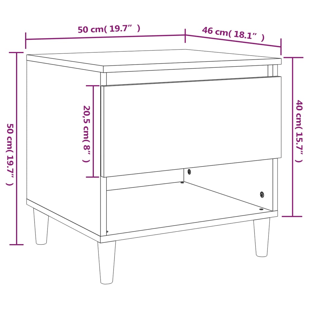 vidaXL Table de chevet Sonoma gris 50x46x50 cm Bois d'ingénierie