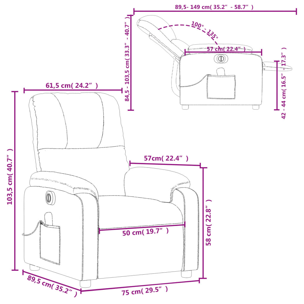 vidaXL Fauteuil inclinable de massage électrique noir tissu microfibre