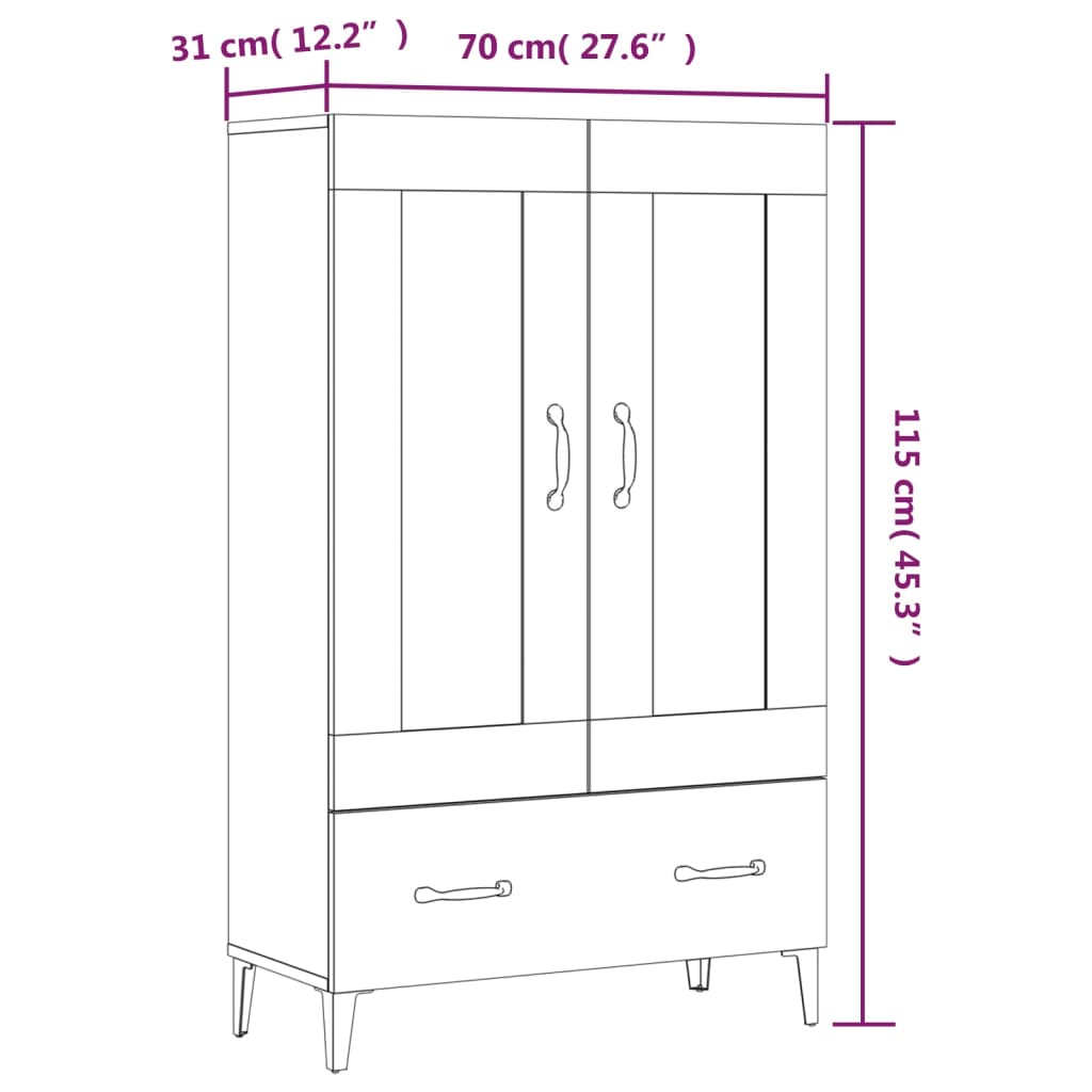 vidaXL Buffet Chêne marron 70x31x115 cm Bois d'ingénierie