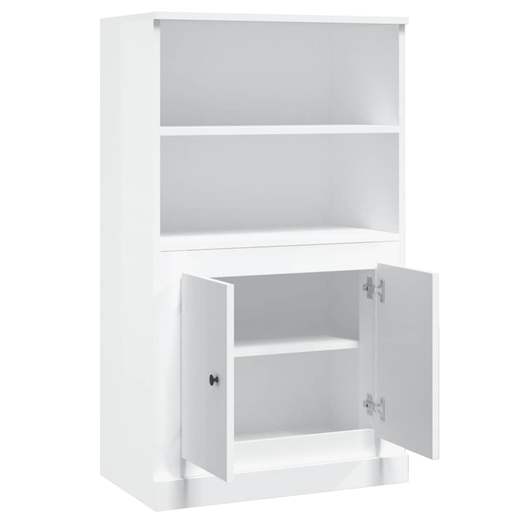 vidaXL Buffet haut blanc brillant 60x35,5x103,5 cm bois d'ingénierie