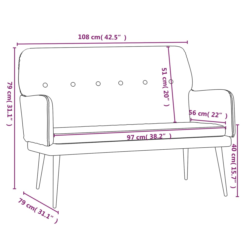 vidaXL Banc Noir 108x79x79 cm Velours