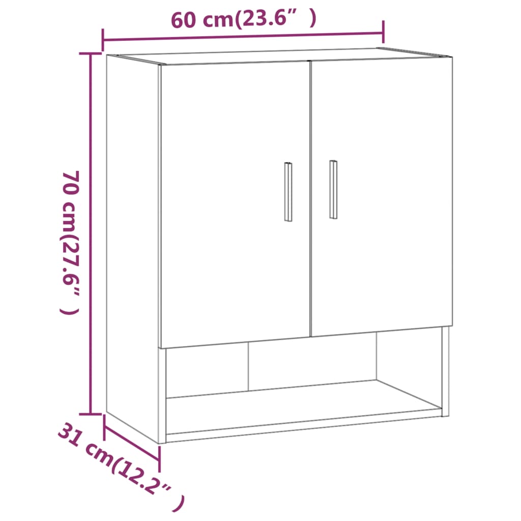 vidaXL Armoire murale Chêne sonoma 60x31x70 cm Bois d'ingénierie