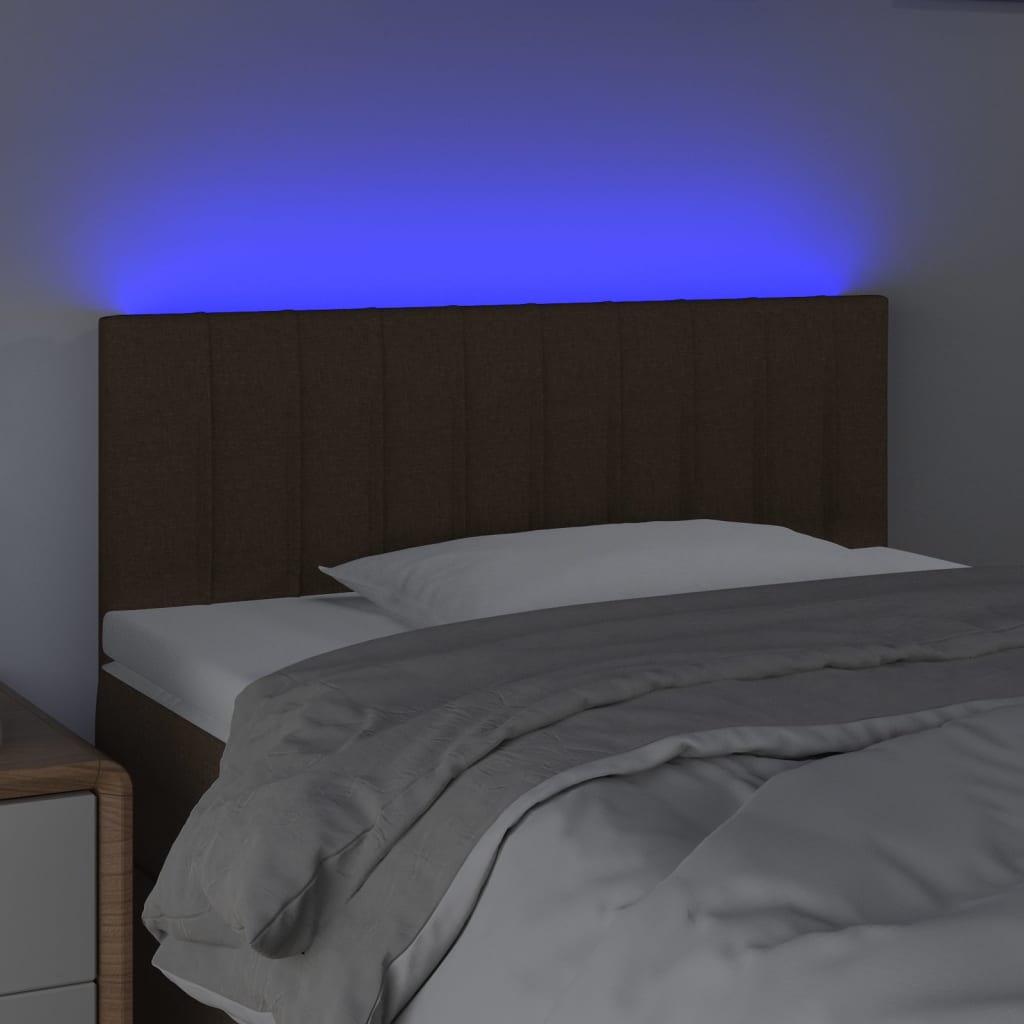 vidaXL Tête de lit à LED Marron Foncé 90x5x78/88 cm Tissu