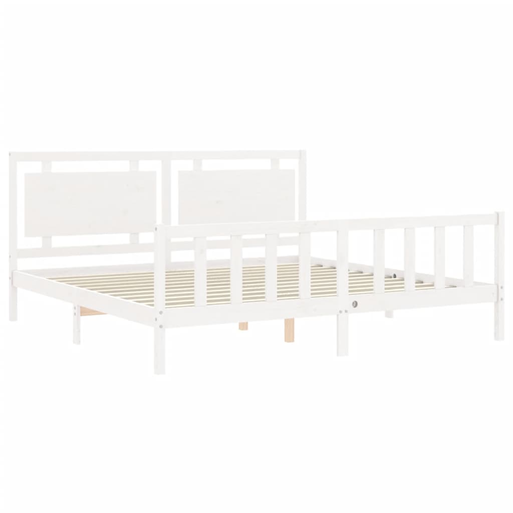 vidaXL Cadre de lit sans matelas blanc bois de pin massif