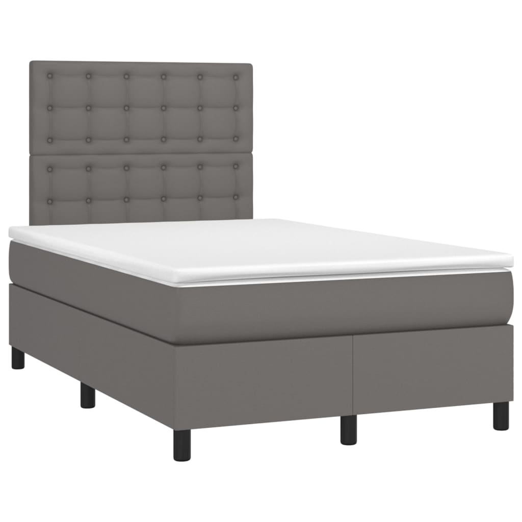 vidaXL Sommier à lattes de lit avec matelas et LED Gris 120x200 cm