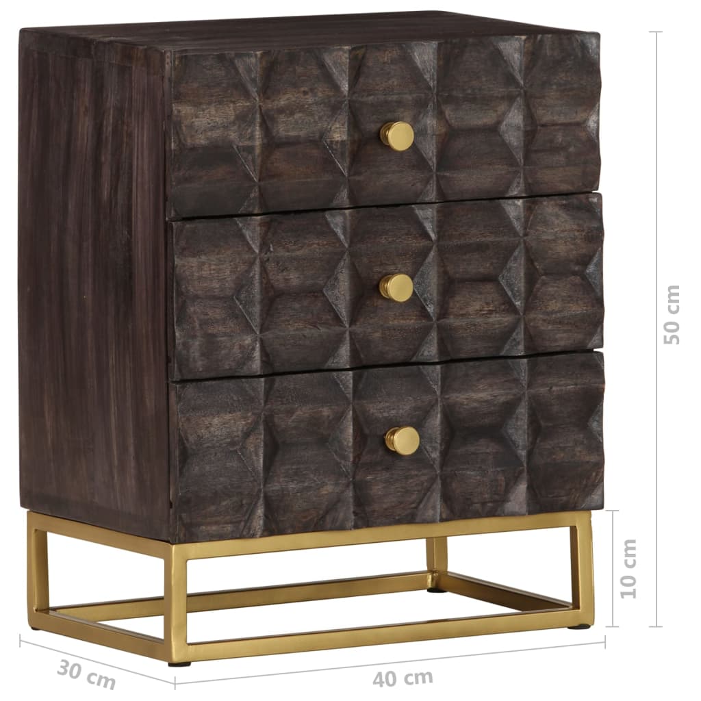vidaXL Table de chevet Noir 40x30x50 cm Bois de manguier massif