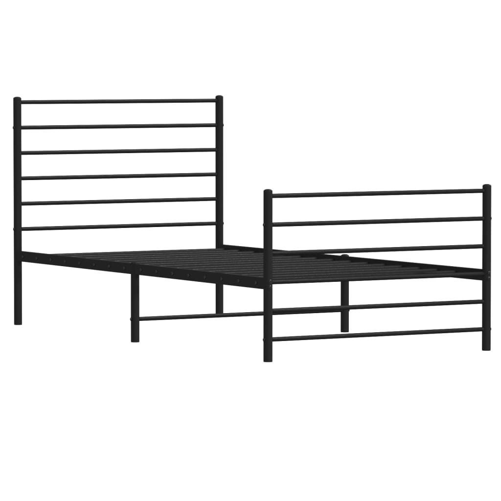 vidaXL Cadre de lit métal sans matelas avec pied de lit noir 107x203cm