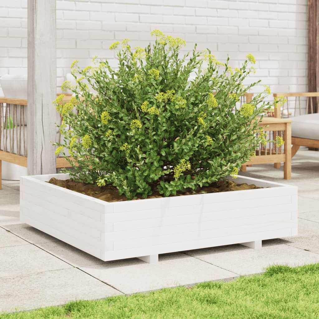 vidaXL Jardinière blanc 100x100x26,5 cm bois de pin massif