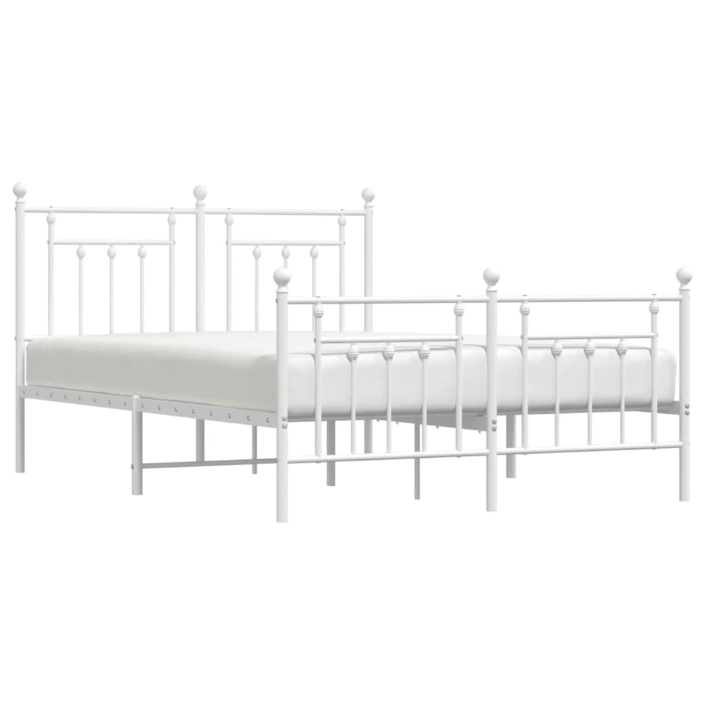 vidaXL Cadre de lit métal sans matelas et pied de lit blanc 150x200 cm