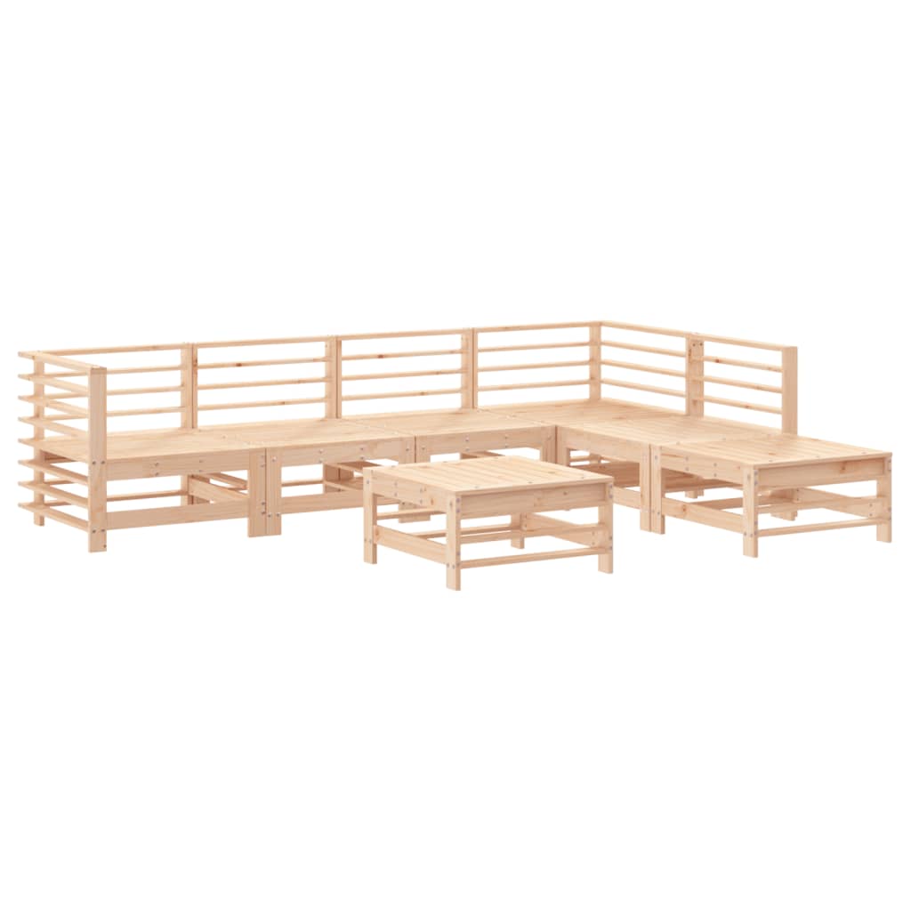 vidaXL Salon de jardin 7 pcs avec coussins bois massif