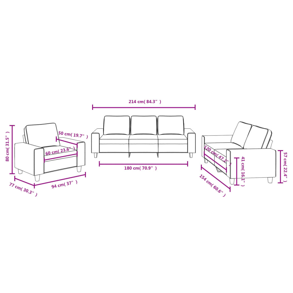 vidaXL Ensemble de canapés 3 pcs jaune clair tissu