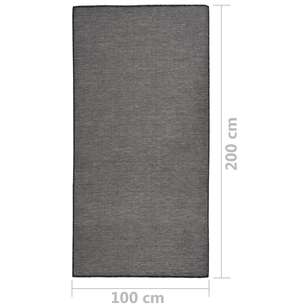 vidaXL Tapis à tissage plat d'extérieur 100x200 cm Gris