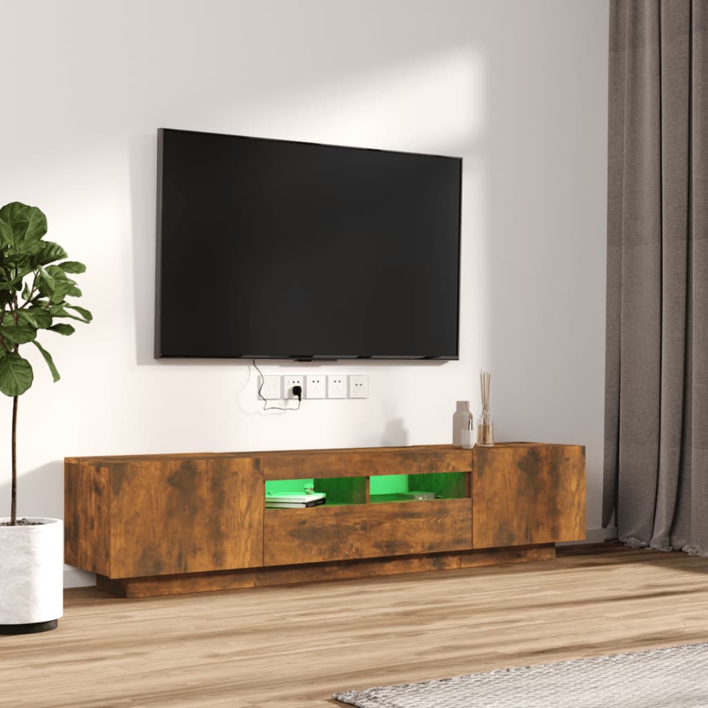 vidaXL Ensemble de meubles TV avec lumières LED 2 pcs Chêne fumé