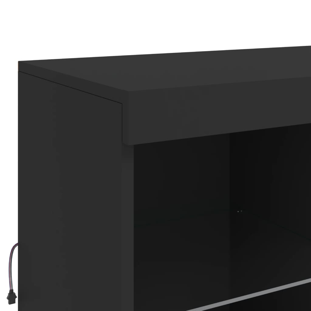 vidaXL Buffet avec lumières LED noir 283x37x100 cm