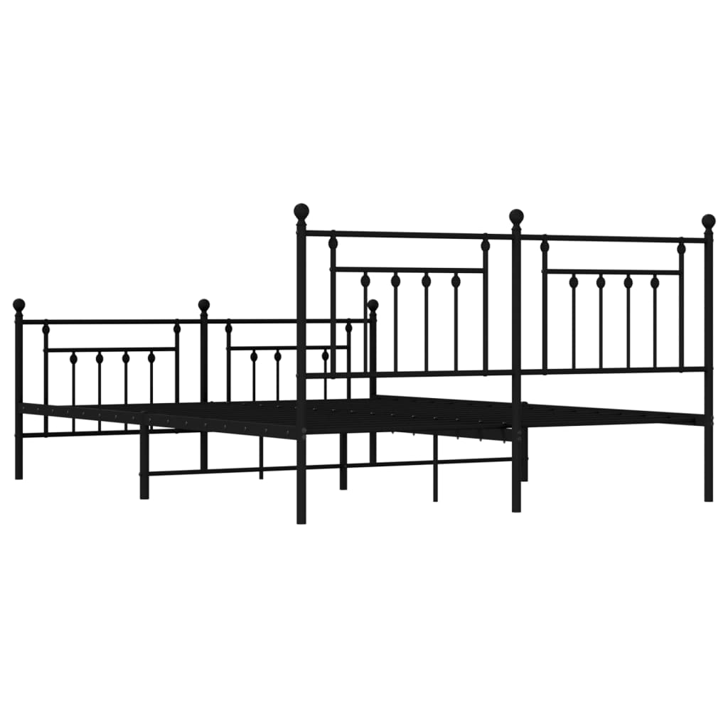 vidaXL Cadre de lit métal sans matelas avec pied de lit noir 183x213cm