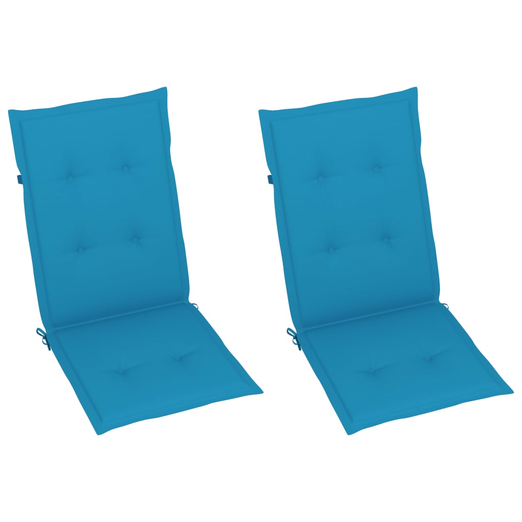 vidaXL Chaises de jardin 2 pcs avec coussins bleu Bois de teck