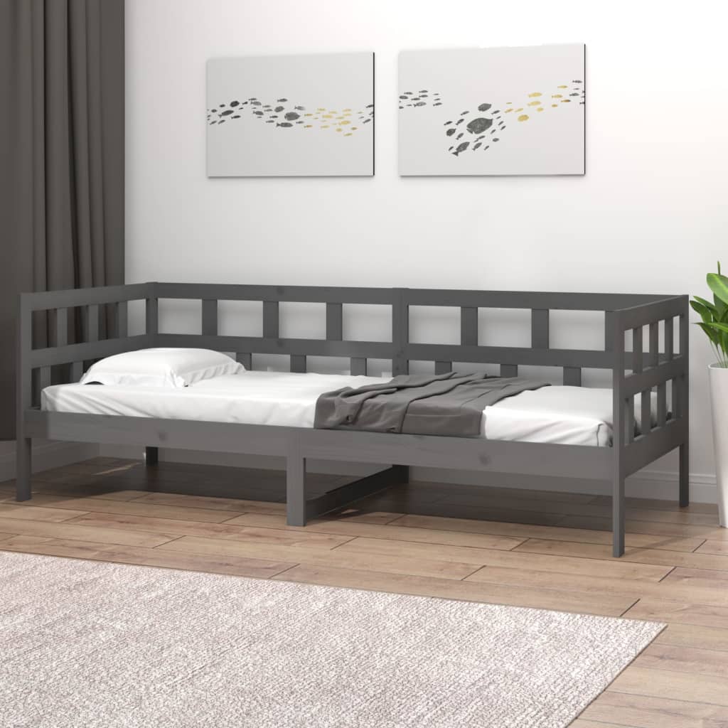 vidaXL Lit de jour sans matelas gris bois de pin massif 80x200 cm