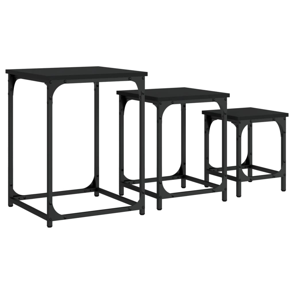 vidaXL Tables basses gigognes 3 pcs noir bois d'ingénierie