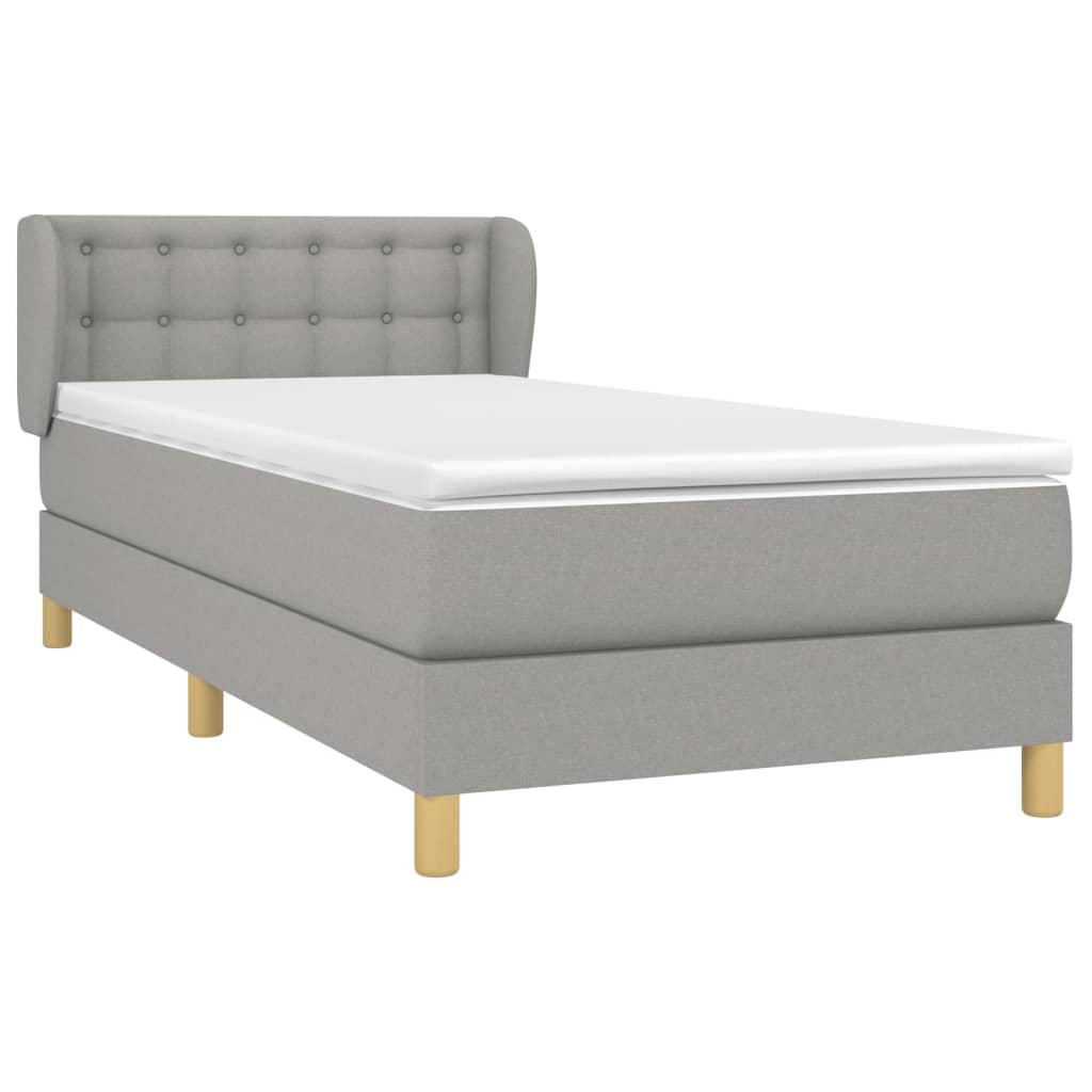 vidaXL Sommier à lattes de lit et matelas Gris clair 90x190 cm Tissu