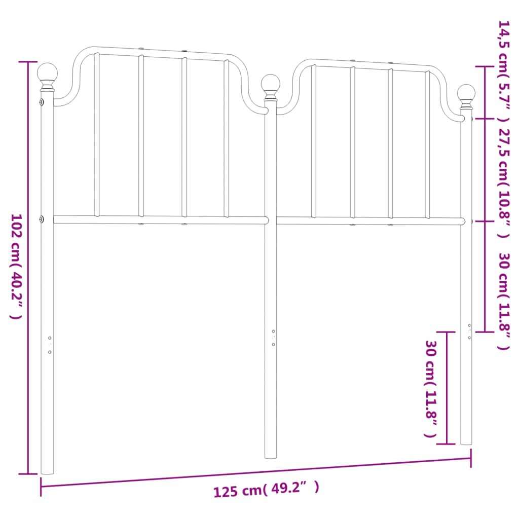 vidaXL Tête de lit métal blanc 120 cm