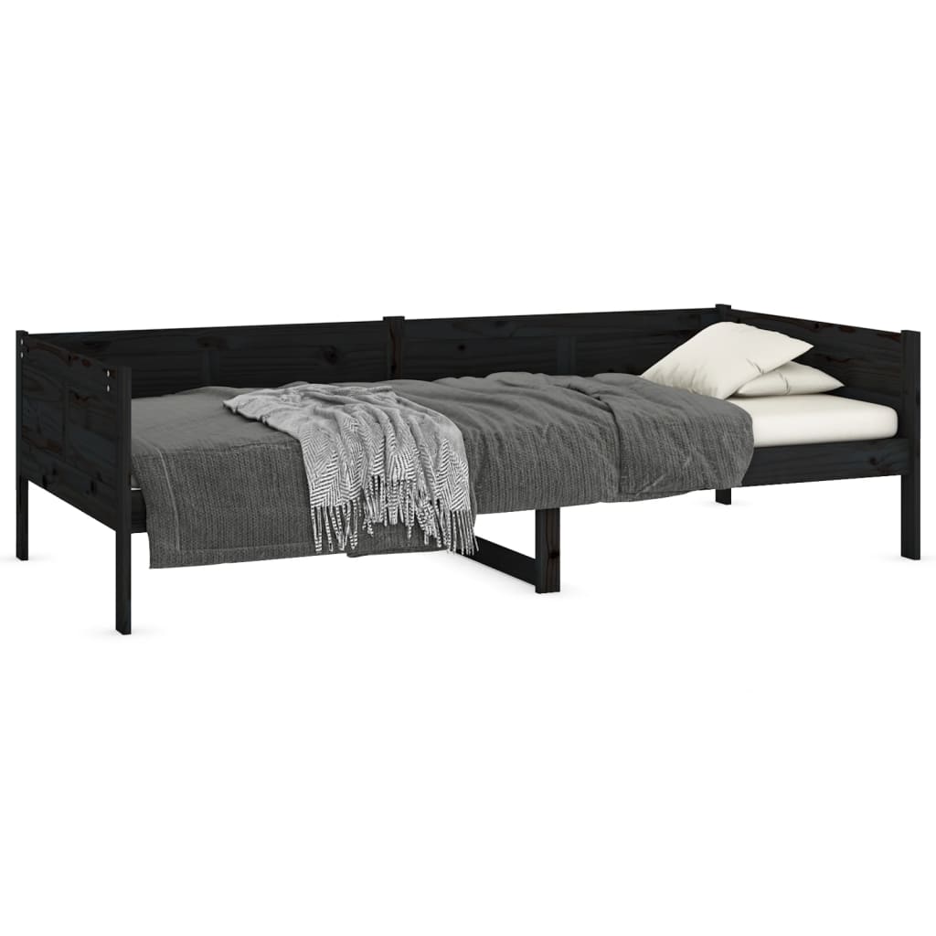 vidaXL Lit de jour sans matelas noir bois de pin massif 90x190 cm