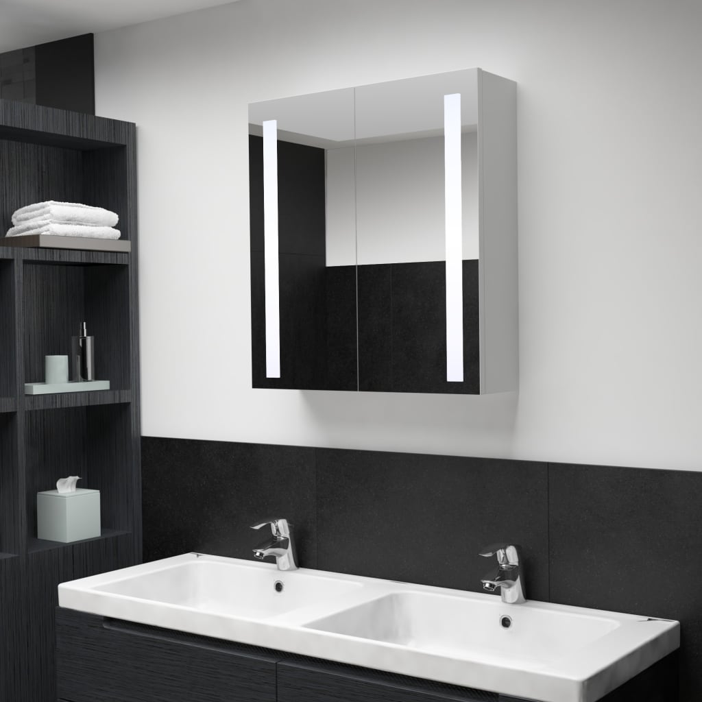 vidaXL Armoire de salle de bain à miroir LED 60x14x62 cm