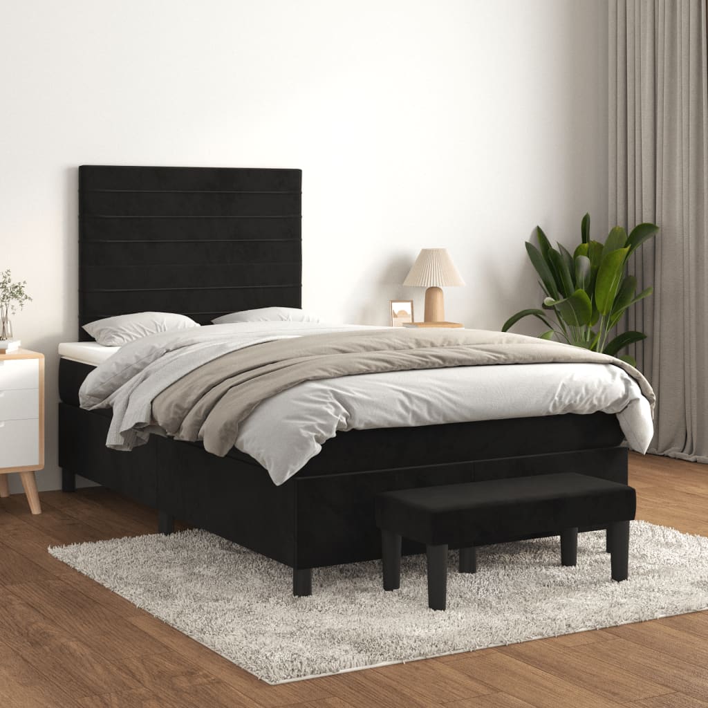 vidaXL Sommier à lattes de lit avec matelas noir 120x190 cm velours