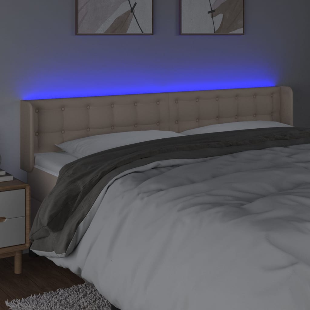 vidaXL Tête de lit à LED Cappuccino 183x16x78/88 cm Similicuir