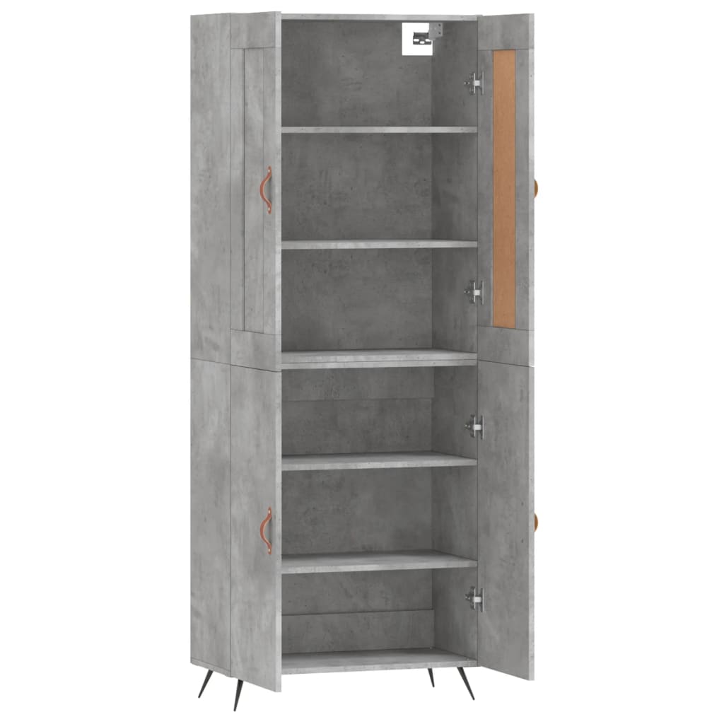 vidaXL Buffet haut Gris béton 69,5x34x180 cm Bois d'ingénierie