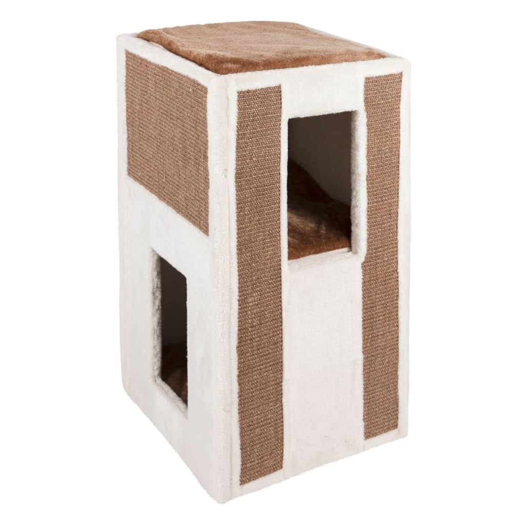 Kerbl Baril de grattage pour chats Galina 40x40x78 cm Blanc et marron