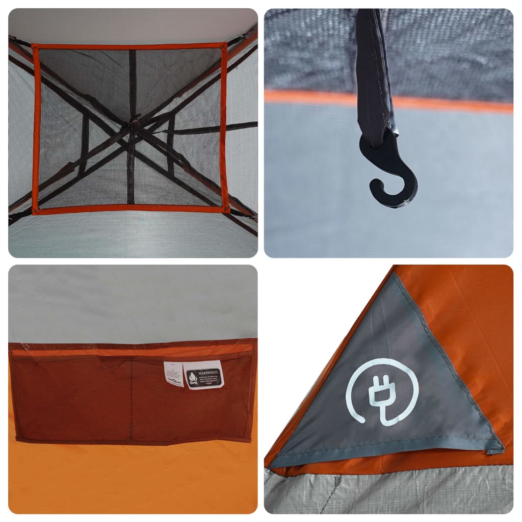 vidaXL Tente familiale et porche 6 personnes gris orange imperméable