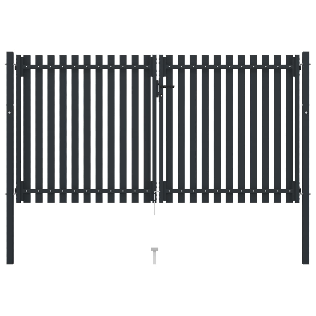 vidaXL Portail de clôture à double porte Acier 306x220 cm Anthracite