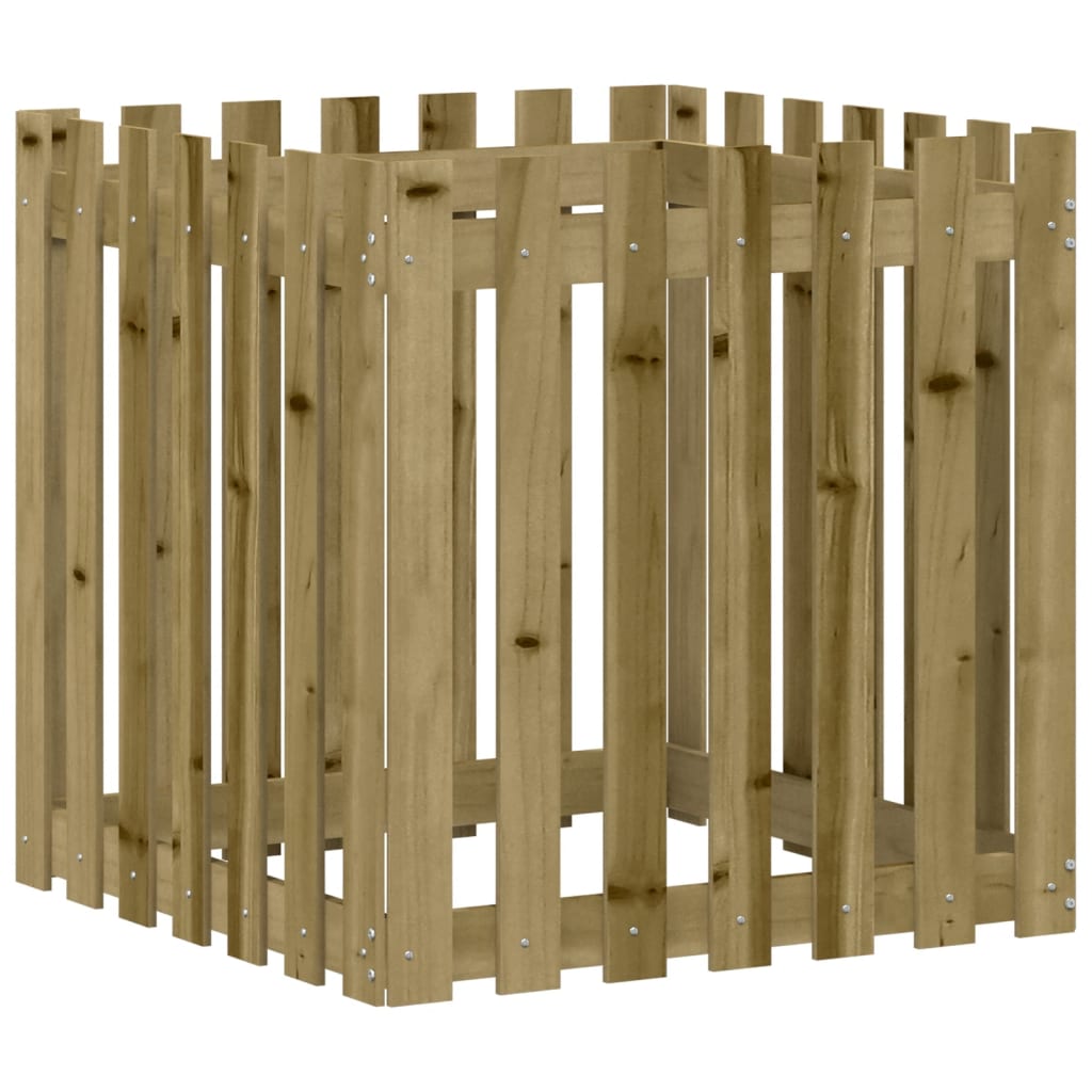 vidaXL Jardinière avec design de clôture 70x70x70 cm pin imprégné