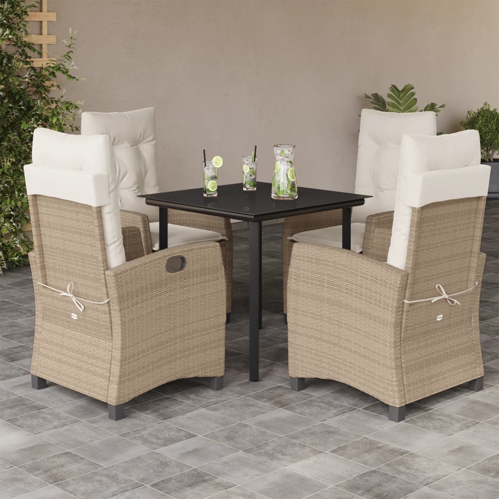 vidaXL Ensemble à manger de jardin avec coussins 5pcs Beige poly rotin