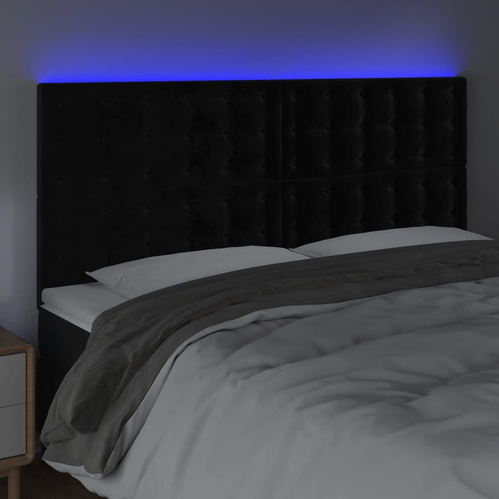 vidaXL Tête de lit à LED Noir 160x5x118/128 cm Velours