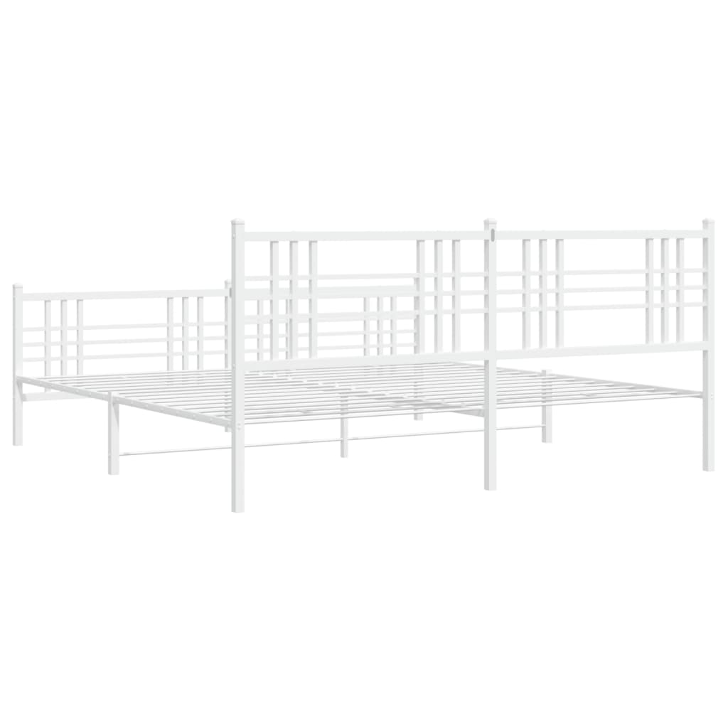 vidaXL Cadre de lit métal sans matelas et pied de lit blanc 193x203 cm