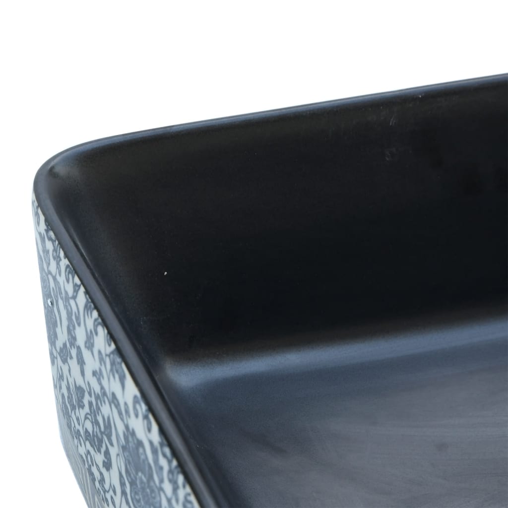 vidaXL Vasque à poser noir/bleu rectangulaire 46x35,5x13 cm céramique