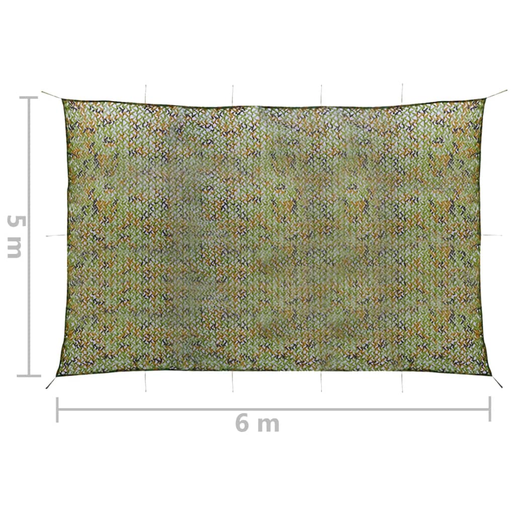 vidaXL Filet de camouflage avec sac de rangement 5x6 m Vert