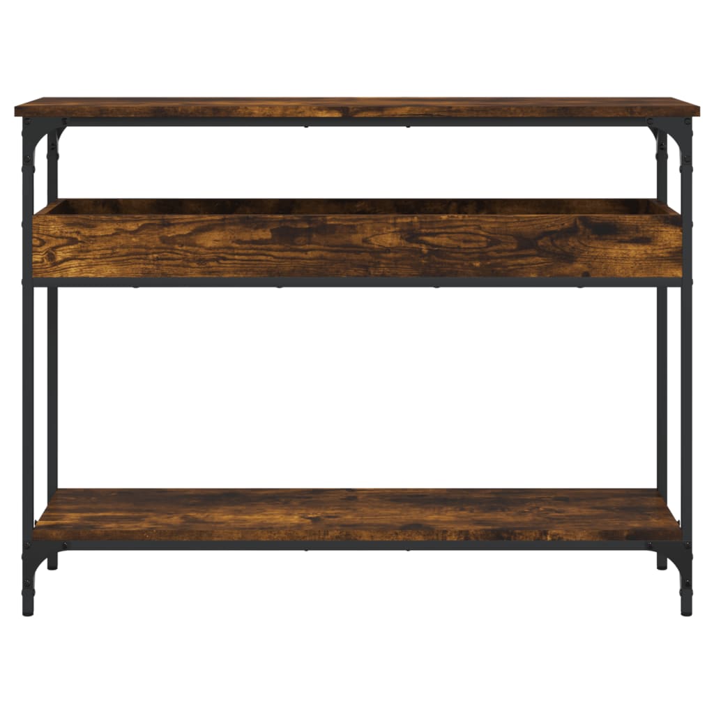 vidaXL Table console avec étagère chêne fumé 100x29x75 cm