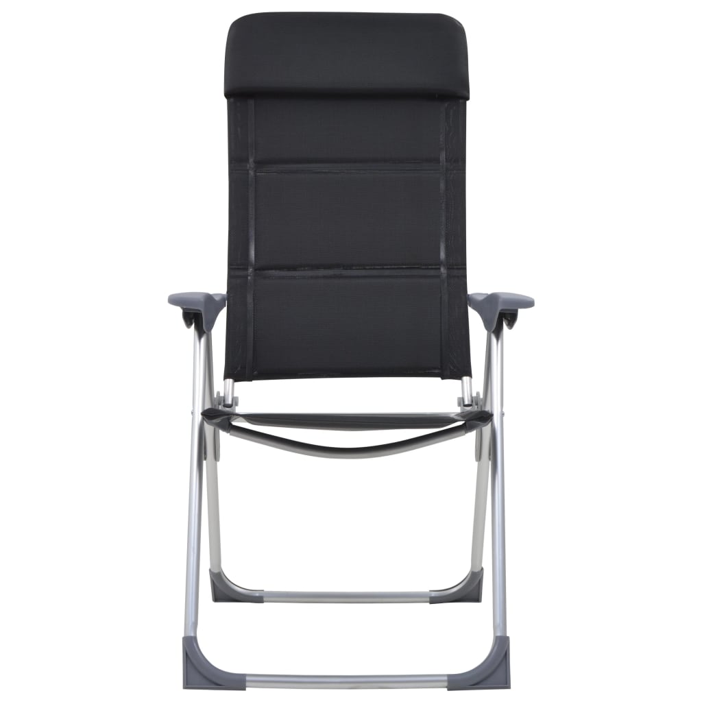 vidaXL Chaise de camping lot de 2 Noir 58x69x111 cm Aluminium