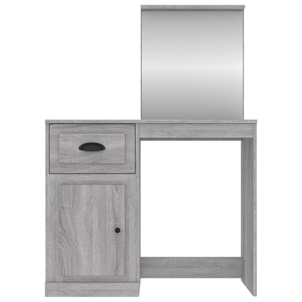 vidaXL Coiffeuse avec miroir sonoma gris 90x50x132,5cm bois ingénierie