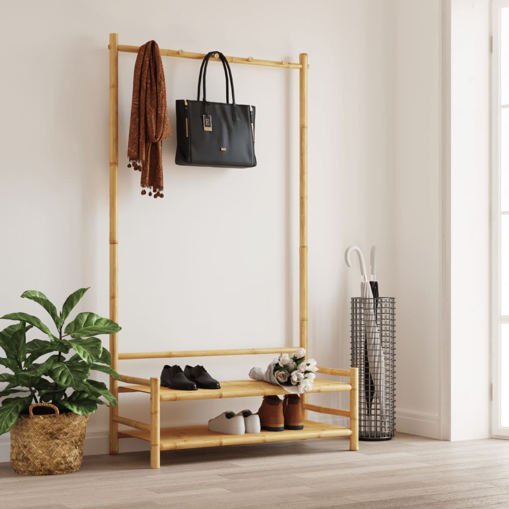 vidaXL Porte-vêtement avec étagères 103x40x183 cm bambou