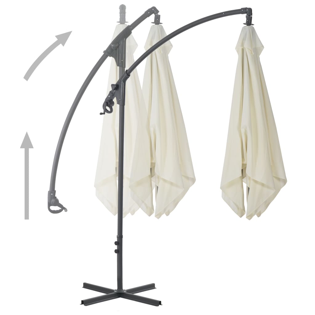 vidaXL Parasol de jardin en porte-à-faux avec poteau en acier sable