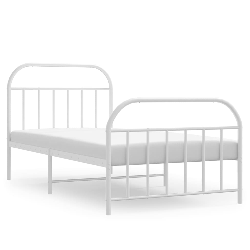 vidaXL Cadre de lit métal sans matelas et pied de lit blanc 100x190 cm