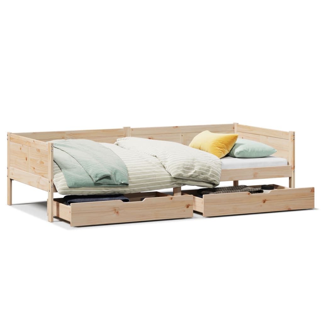 vidaXL Lit de jour avec tiroirs sans matelas 90x190 cm bois massif