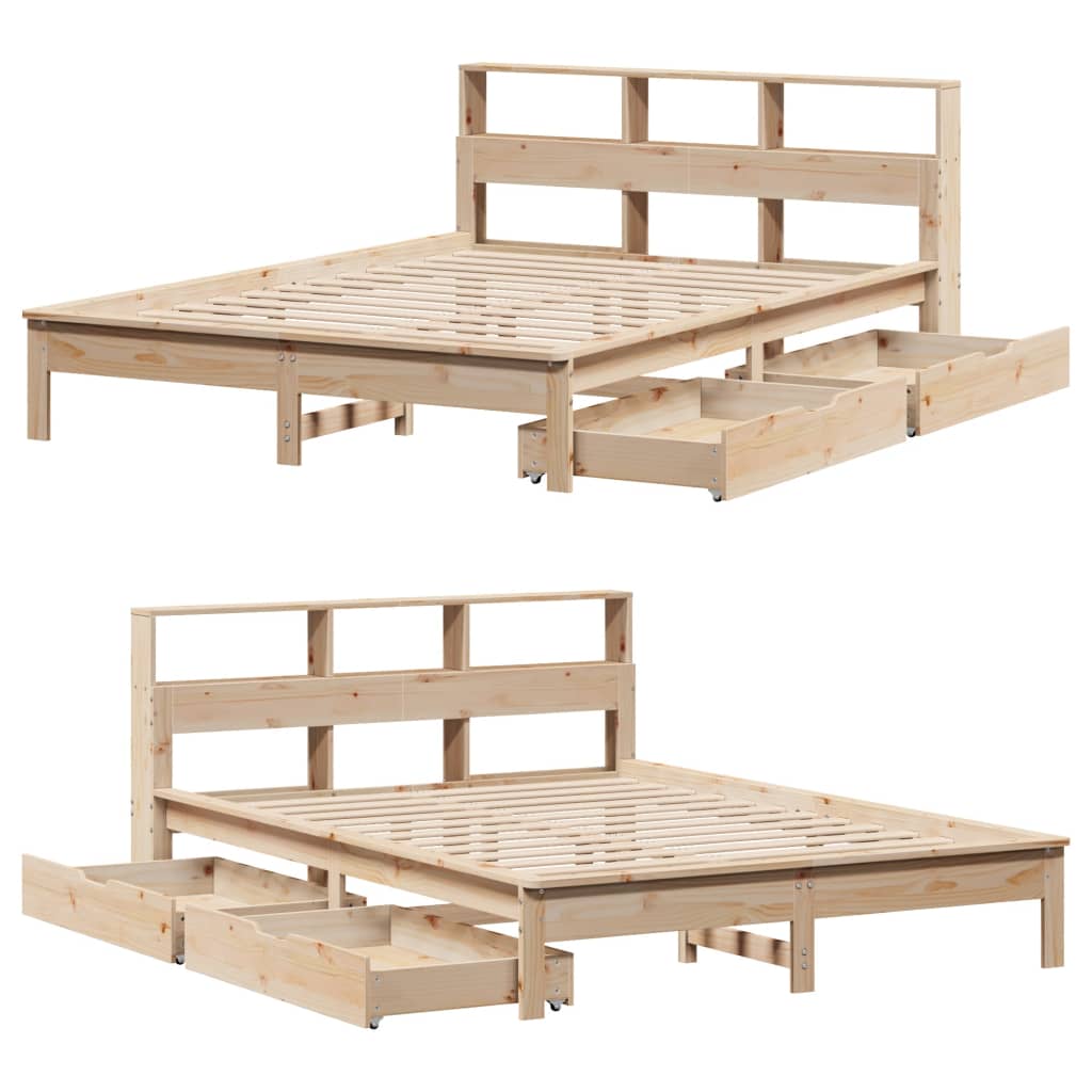 vidaXL Lit bibliothèque sans matelas 140x190 cm bois de pin massif