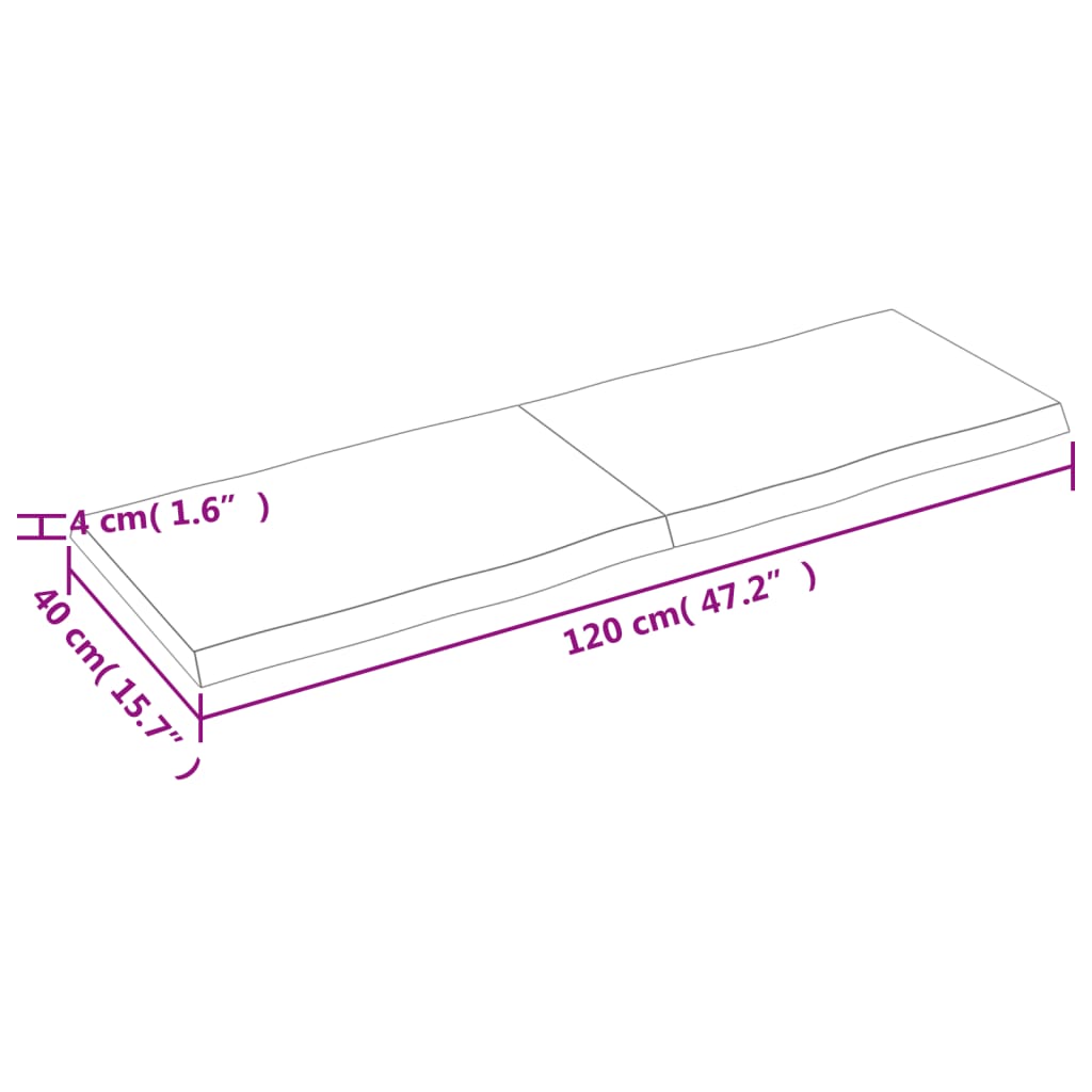 vidaXL Dessus de table bois massif non traité bordure assortie